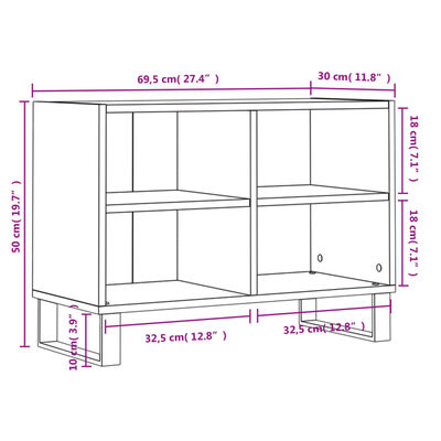 vidaXL Tv-meubel 69,5x30x50 cm bewerkt hout grijs sonoma eikenkleurig