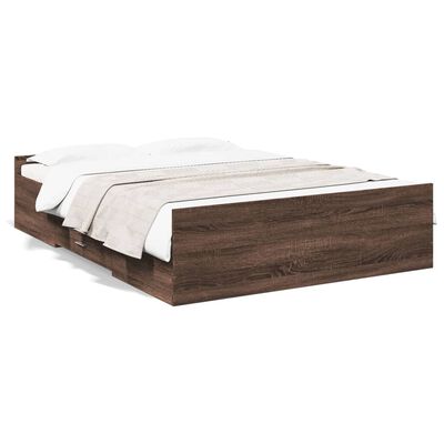 vidaXL Bedframe met lades bewerkt hout bruin eikenkleur 120x200 cm