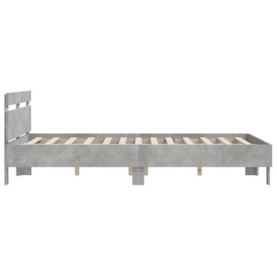 vidaXL Bedframe met hoofdeinde bewerkt hout betongrijs 150x200 cm