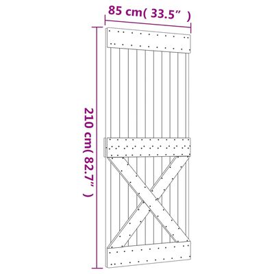 vidaXL Schuifdeur met beslag 85x210 cm massief grenenhout