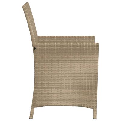 vidaXL 3-delige Bistroset met kussens poly rattan beige