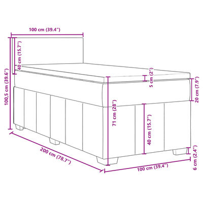 vidaXL Boxspring met matras stof lichtgrijs 100x200 cm