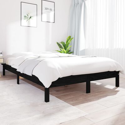 vidaXL Bedframe massief grenenhout zwart 160x200 cm