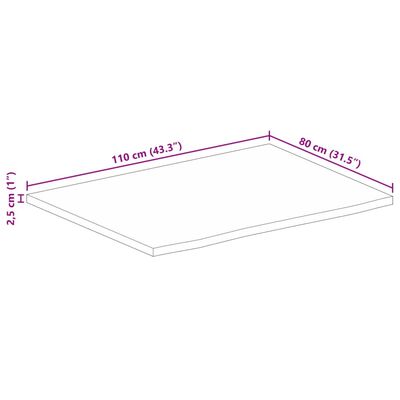 vidaXL Tafelblad met natuurlijke rand 110x80x2,5 cm massief mangohout