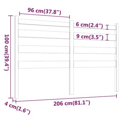 vidaXL Hoofdbord 206x4x100 cm massief grenenhout honingbruin