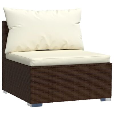 vidaXL 10-delige Loungeset met kussens poly rattan bruin