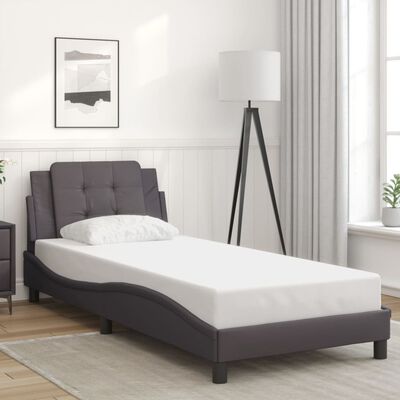 vidaXL Bedframe met LED-verlichting kunstleer grijs 80x200 cm