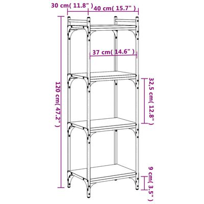 vidaXL Boekenkast 4-laags 40x30x120 cm bewerkt hout zwart