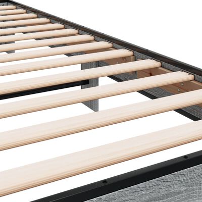 vidaXL Bedframe bewerkt hout en metaal grijs sonoma eiken 100x200 cm