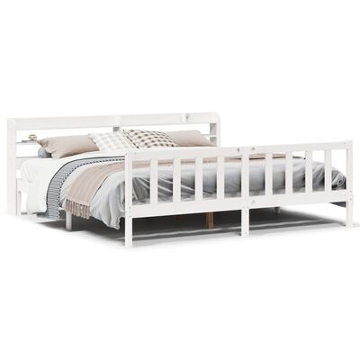 vidaXL Bedframe zonder matras massief grenenhout wit 180x200 cm