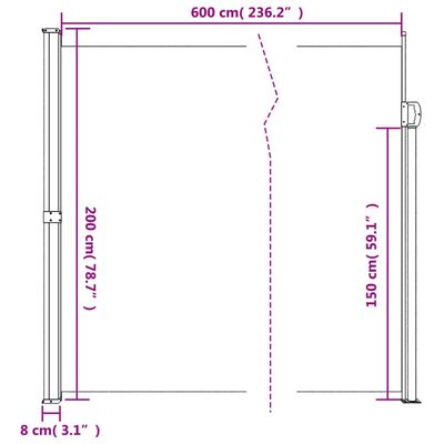 vidaXL Windscherm uittrekbaar 200x600 cm rood