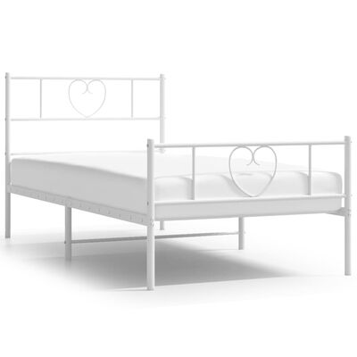 vidaXL Bedframe met hoofd- en voeteneinde metaal wit 100x190 cm