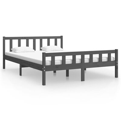 vidaXL Bedframe massief hout grijs 140x200 cm