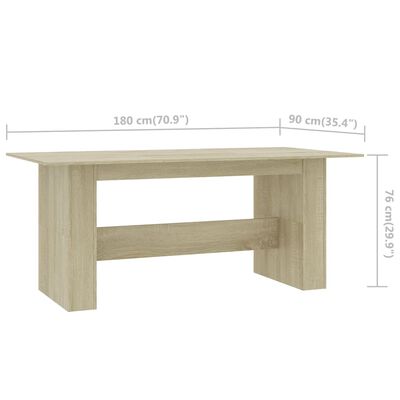 vidaXL Eettafel 180x90x76 cm bewerkt hout sonoma eikenkleurig