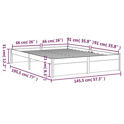 vidaXL Bedframe massief hout zwart 140x190 cm