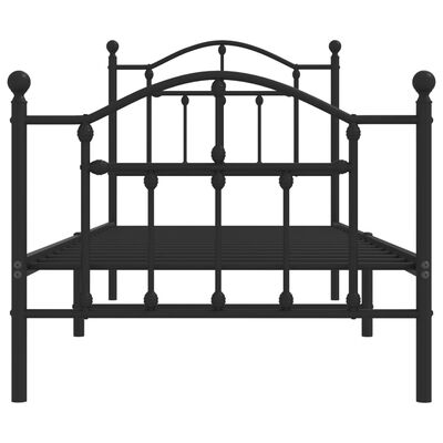 vidaXL Bedframe met hoofd- en voeteneinde metaal zwart 90x200 cm