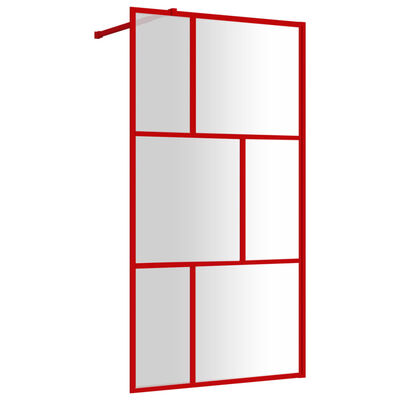 vidaXL Inloopdouchewand transparant 115x195 cm ESG-glas rood