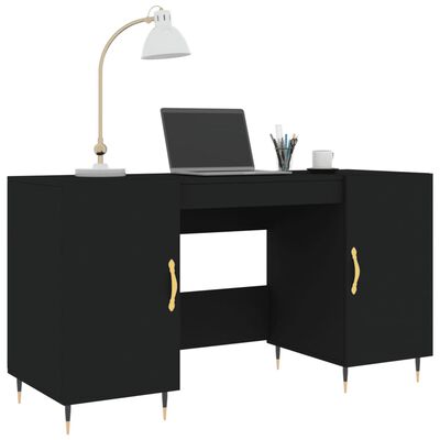 vidaXL Bureau 140x50x75 cm bewerkt hout zwart