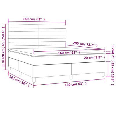 vidaXL Boxspring met matras fluweel roze 160x200 cm