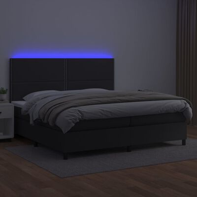 vidaXL Boxspring met matras en LED kunstleer zwart 200x200 cm