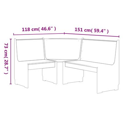 vidaXL Hoekbank REINE 151 cm massief grenenhout honingbruin