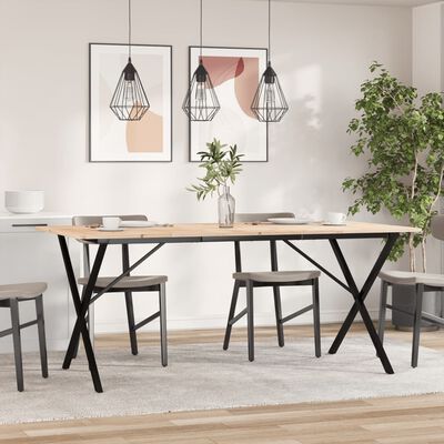 vidaXL Eettafel X-frame 180x90x75 cm massief grenenhout en gietijzer