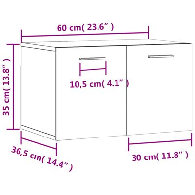 vidaXL Wandkast 60x36,5x35 cm bewerkt hout betongrijs