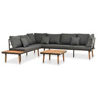 vidaXL 4-delige Loungeset met kussens massief acaciahout