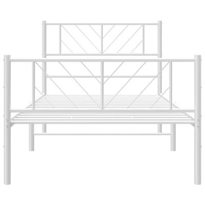 vidaXL Bedframe met hoofd- en voeteneinde metaal wit 107x203 cm