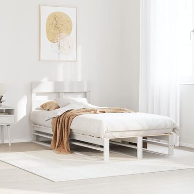 vidaXL Bedframe zonder matras massief grenenhout wit 90x200 cm