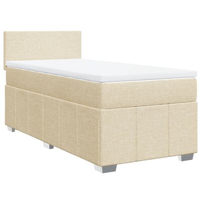 vidaXL Boxspring met matras stof crèmekleurig 80x200 cm