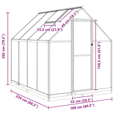 vidaXL Tuinkas met basisframe 224x169x202 cm aluminium groen