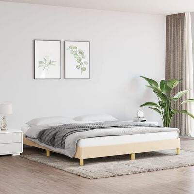 vidaXL Bedframe zonder matras stof crèmekleurig 180x200 cm