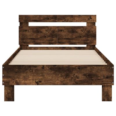 vidaXL Bedframe met hoofdeinde bewerkt hout gerookt eiken 100x200 cm