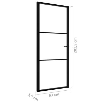 vidaXL Binnendeur 93x201,5 cm ESG-glas en aluminium zwart