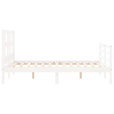 vidaXL Bedframe met hoofdbord massief hout wit 120x200 cm