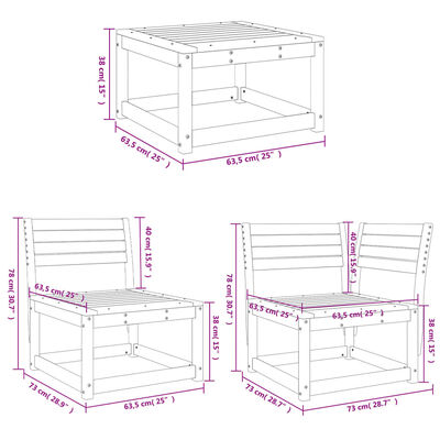 vidaXL 7-delige Loungeset massief grenenhout wasbruin