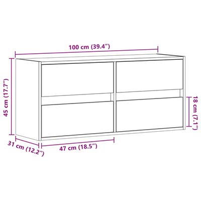 vidaXL Tv-wandmeubel met LED-verlichting 100x31x45 cm sonoma eiken