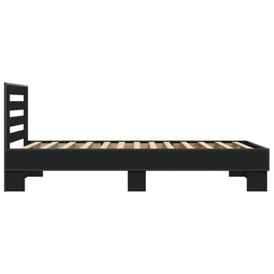 vidaXL Bedframe bewerkt hout en metaal zwart 90x190 cm