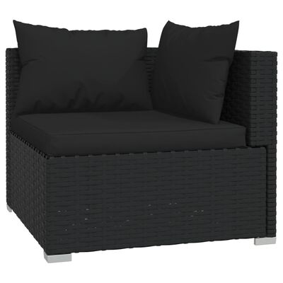 vidaXL 5-delige Loungeset met kussens poly rattan zwart