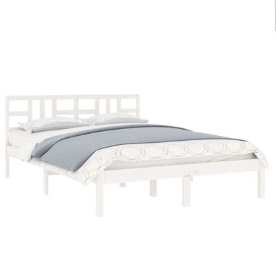 vidaXL Bedframe massief hout wit 135x190 cm