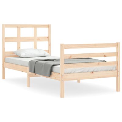 vidaXL Bedframe met hoofdbord massief hout