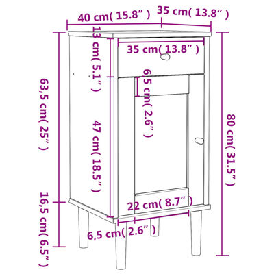 vidaXL Dressoir SENJA rattan-look 80x35x80 cm massief grenenhout bruin