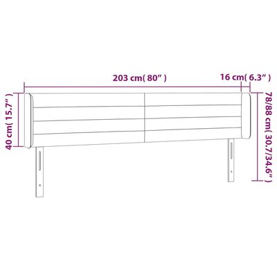 vidaXL Hoofdbord met randen 203x16x78/88 cm stof crèmekleurig