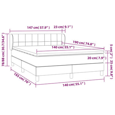 vidaXL Boxspring met matras fluweel zwart 140x190 cm