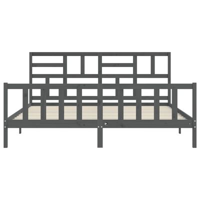 vidaXL Bedframe met hoofdbord massief hout grijs 200x200 cm