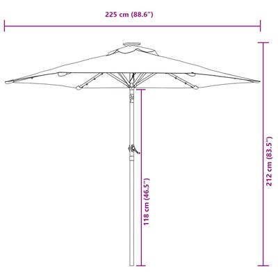 vidaXL Parasol met LED's en stalen paal 225x225x212 cm groen