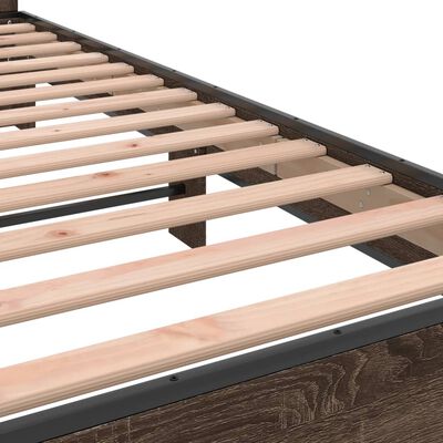 vidaXL Bedframe bewerkt hout en metaal bruin eikenkleurig 75x190 cm