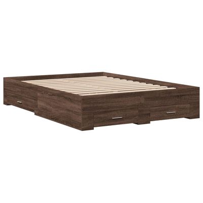 vidaXL Bedframe met lades bewerkt hout bruin eikenkleur 140x190 cm