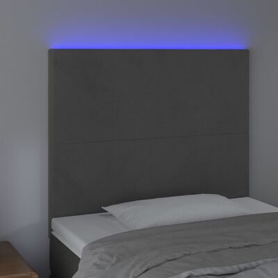 vidaXL Hoofdbord LED 100x5x118/128 cm fluweel donkergrijs